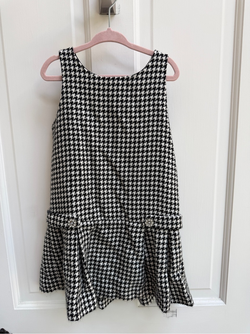 Cherokee 4T Girls Black and White Houndstooth Sleeveless Casual Dress